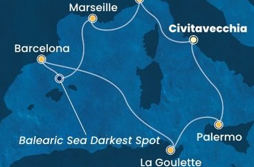 Itálie, Francie, Španělsko, Tunisko z Civitavecchia na lodi Costa Pacifica