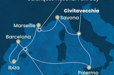Itálie, Francie, Španělsko z Civitavecchia na lodi Costa Smeralda