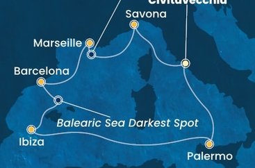 Itálie, Francie, Španělsko z Civitavecchia na lodi Costa Smeralda