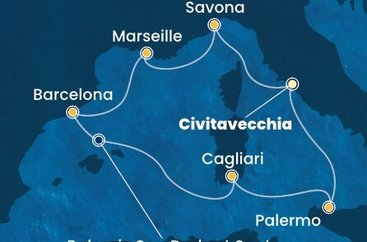 Itálie, Francie, Španělsko z Civitavecchia na lodi Costa Smeralda