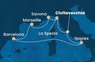 Itálie, Francie, Španělsko z Civitavecchia na lodi Costa Toscana