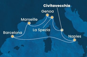 Itálie, Francie, Španělsko z Civitavecchia na lodi Costa Toscana