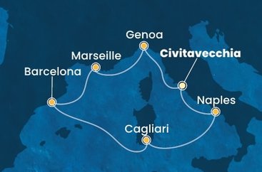 Itálie, Francie, Španělsko z Civitavecchia na lodi Costa Toscana