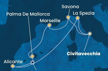 Itálie, Francie, Španělsko z Civitavecchia na lodi Costa Pacifica