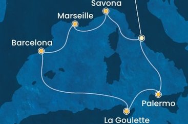Itálie, Francie, Španělsko, Tunisko z Civitavecchia na lodi Costa Pacifica