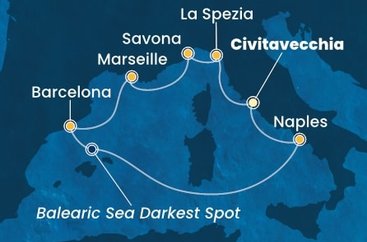 Itálie, Francie, Španělsko z Civitavecchia na lodi Costa Toscana