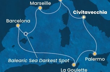 Itálie, Francie, Španělsko, Tunisko z Civitavecchia na lodi Costa Pacifica