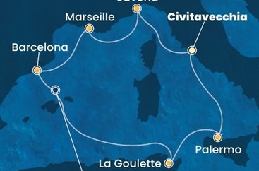 Itálie, Francie, Španělsko, Tunisko z Civitavecchia na lodi Costa Smeralda