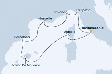 Itálie, Francie, Španělsko z Civitavecchia na lodi Costa Diadema