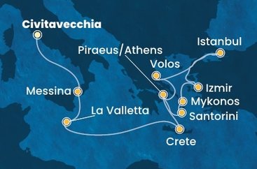 Itálie, Malta, Řecko, Turecko z Civitavecchia na lodi Costa Fortuna