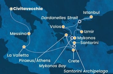 Itálie, Malta, Řecko, Turecko z Civitavecchia na lodi Costa Fortuna
