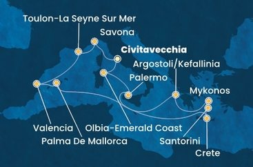 Itálie, Francie, Španělsko, Řecko z Civitavecchia na lodi Costa Pacifica