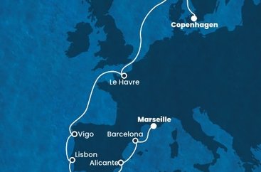 Dánsko, Norsko, Francie, Španělsko, Portugalsko z Kodaně na lodi Costa Diadema