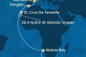 Jihoafrická republika, Namibie, Španělsko, Maroko, Itálie z Kapského Města na lodi Costa Smeralda
