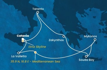 Itálie, , Řecko, Malta z Katánie na lodi Costa Fascinosa