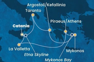 Itálie, Kefalonie, Řecko, Malta z Katánie na lodi Costa Fascinosa