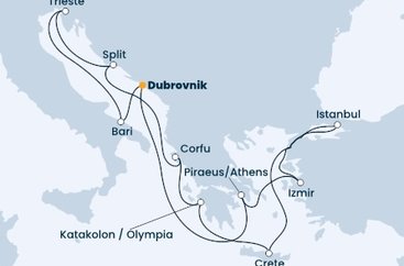 Chorvatsko, Itálie, Řecko, Turecko z Dubrovníku na lodi Costa Deliziosa