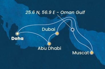 Katar, Spojené arabské emiráty, Omán z Dohy na lodi Costa Toscana
