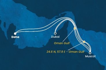 Katar, , Omán, Spojené arabské emiráty z Dohy na lodi Costa Smeralda