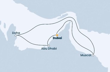 Spojené arabské emiráty, Katar, Omán z Dubaje na lodi Costa Toscana