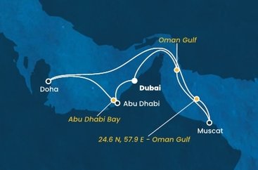 Spojené arabské emiráty, , Katar, Omán z Dubaje na lodi Costa Smeralda