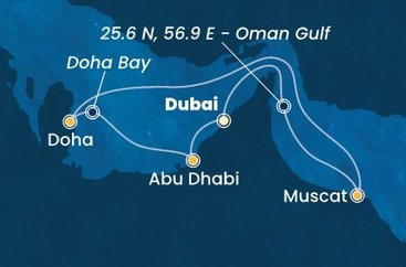 Spojené arabské emiráty, Omán, Katar z Dubaje na lodi Costa Toscana