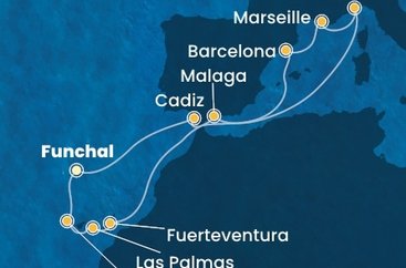 Portugalsko, Španělsko, Francie, Itálie z Funchalu na lodi Costa Fortuna