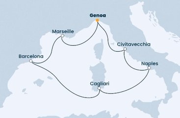 Itálie, Francie, Španělsko z Janova na lodi Costa Toscana
