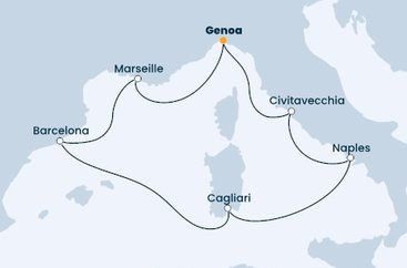 Itálie, Francie, Španělsko z Janova na lodi Costa Smeralda