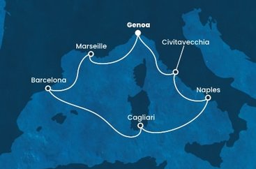 Itálie, Francie, Španělsko z Janova na lodi Costa Smeralda