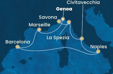 Itálie, Francie, Španělsko z Janova na lodi Costa Toscana