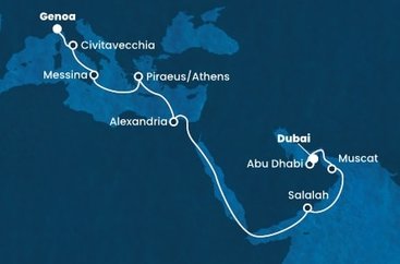 Itálie, Řecko, Egypt, Omán, Spojené arabské emiráty z Janova na lodi Costa Smeralda