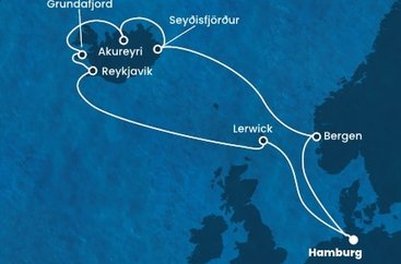 Německo, Velká Británie, Island, Norsko z Hamburku na lodi Costa Favolosa