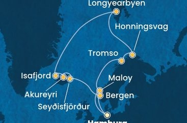 Německo, Norsko, Island z Hamburku na lodi Costa Favolosa