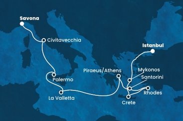 Turecko, Řecko, Malta, Itálie z Istanbulu na lodi Costa Fortuna