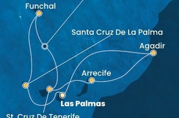 Španělsko, Portugalsko, Maroko z Las Palmas na lodi Costa Fortuna
