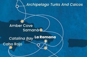 Dominikánská republika, Zámořské území Velké Británie, USA z La Romany na lodi Costa Pacifica