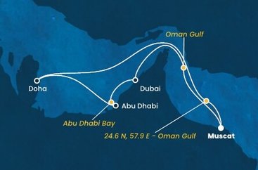 Omán, , Katar, Spojené arabské emiráty z Maskatu na lodi Costa Smeralda