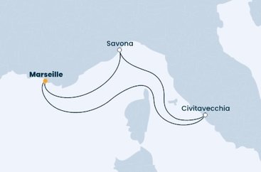 Francie, Itálie z Marseille na lodi Costa Favolosa