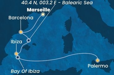 Francie, Španělsko, Itálie z Marseille na lodi Costa Toscana