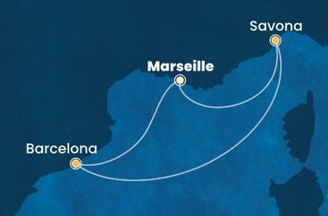 Francie, Španělsko, Itálie z Marseille na lodi Costa Toscana
