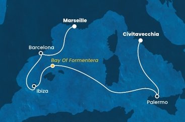 Francie, Španělsko, , Itálie z Marseille na lodi Costa Toscana