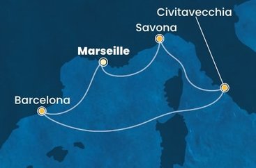 Francie, Španělsko, Itálie z Marseille na lodi Costa Smeralda