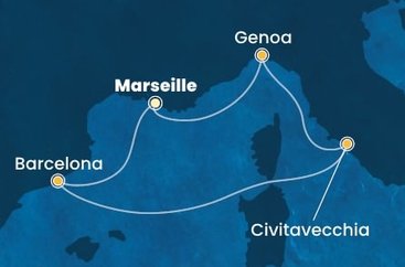 Francie, Španělsko, Itálie z Marseille na lodi Costa Toscana