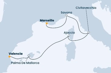 Francie, Itálie, Španělsko z Marseille na lodi Costa Diadema