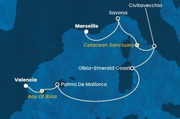 Francie, Itálie, , Španělsko z Marseille na lodi Costa Pacifica
