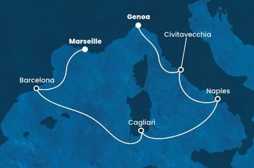 Francie, Španělsko, Itálie z Marseille na lodi Costa Smeralda