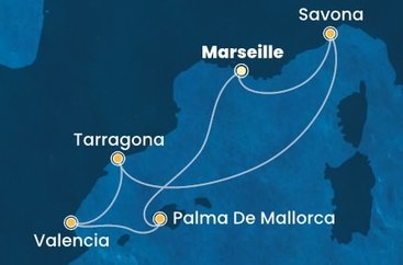 Francie, Itálie, Španělsko z Marseille na lodi Costa Diadema