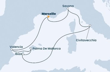 Francie, Itálie, Španělsko z Marseille na lodi Costa Diadema