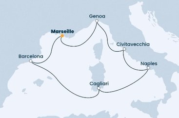 Francie, Španělsko, Itálie z Marseille na lodi Costa Toscana